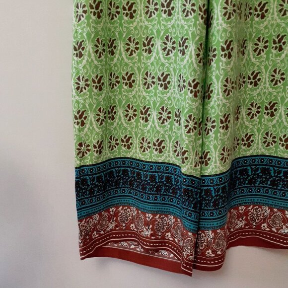 NWOT Zara green & multicolour abstract floral print high waist wide leg pants, S - Picture 12 of 14